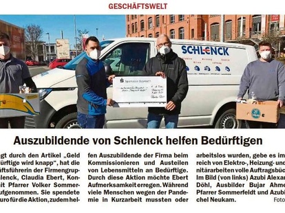 Bedürftigen helfen, 12. März 2021 bei Schlenck Elektrotechnik GmbH in Bayreuth